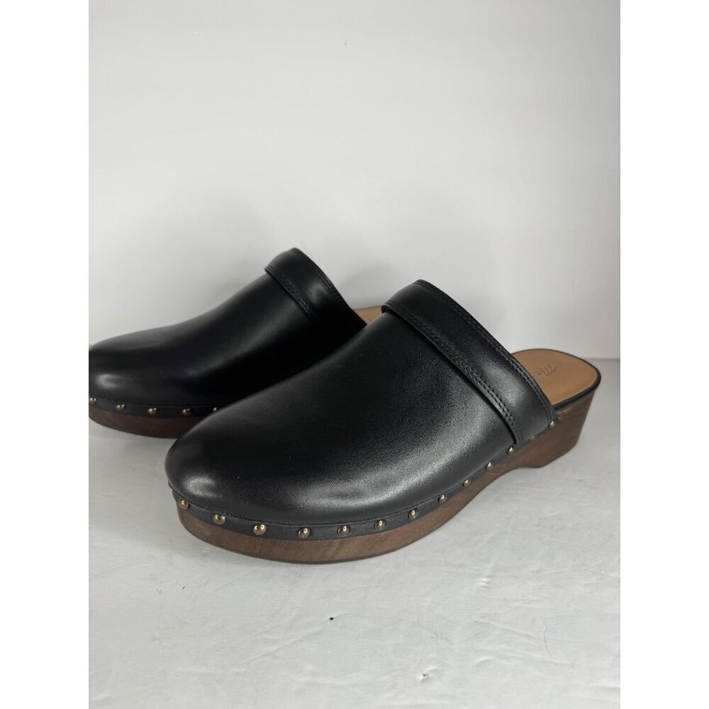 NIB Madewell Clog Black Leather w/ Studs Wooden Sole Size 9.5 Mules Cloudlift - Picture 6 of 9